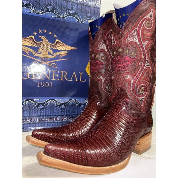 Lizard Leather J Toe Western Cowboy Boots by El General 1901 Mens Size 6